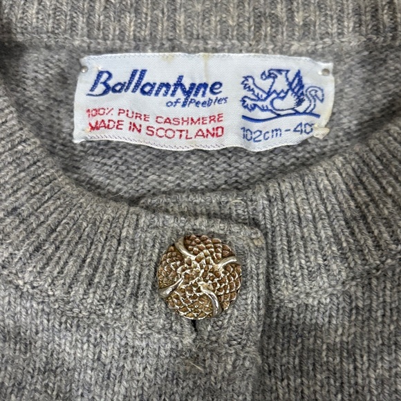 Vintage Ballantine Cashmere Scottish Gray Sweater with Button Detail - Picture 4 of 4